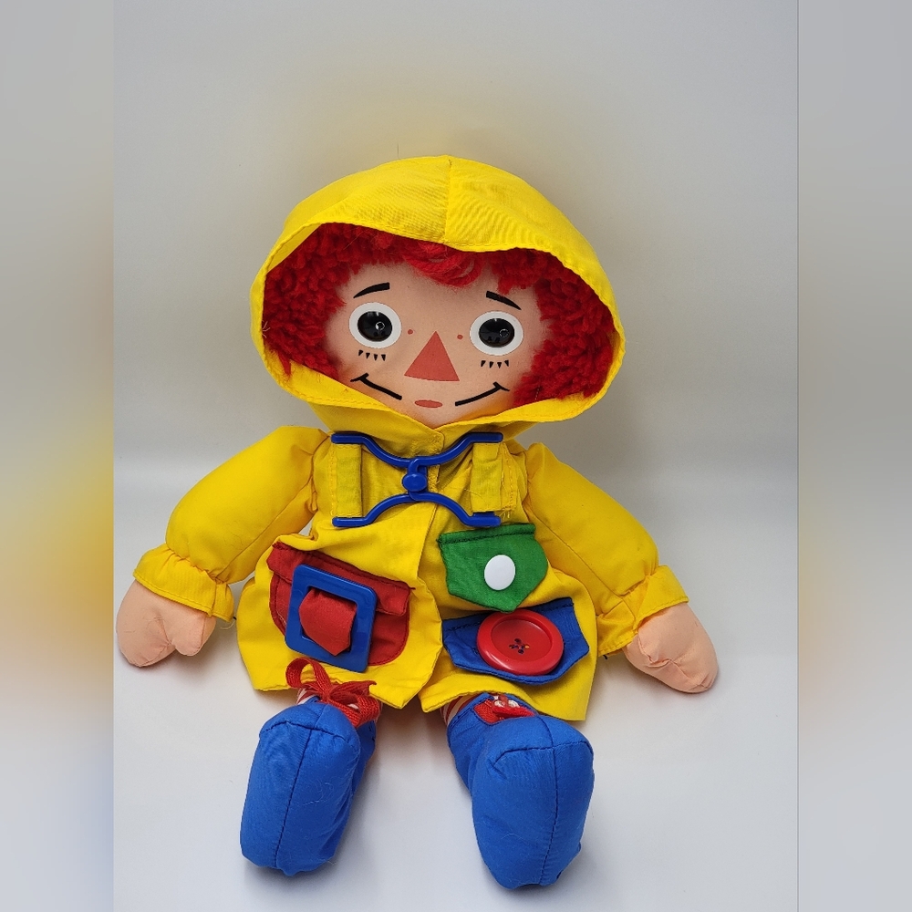 1991 Vintage Dress Me Raggedy Ann  Playskool Doll Learning Color Buckle Tie Zip